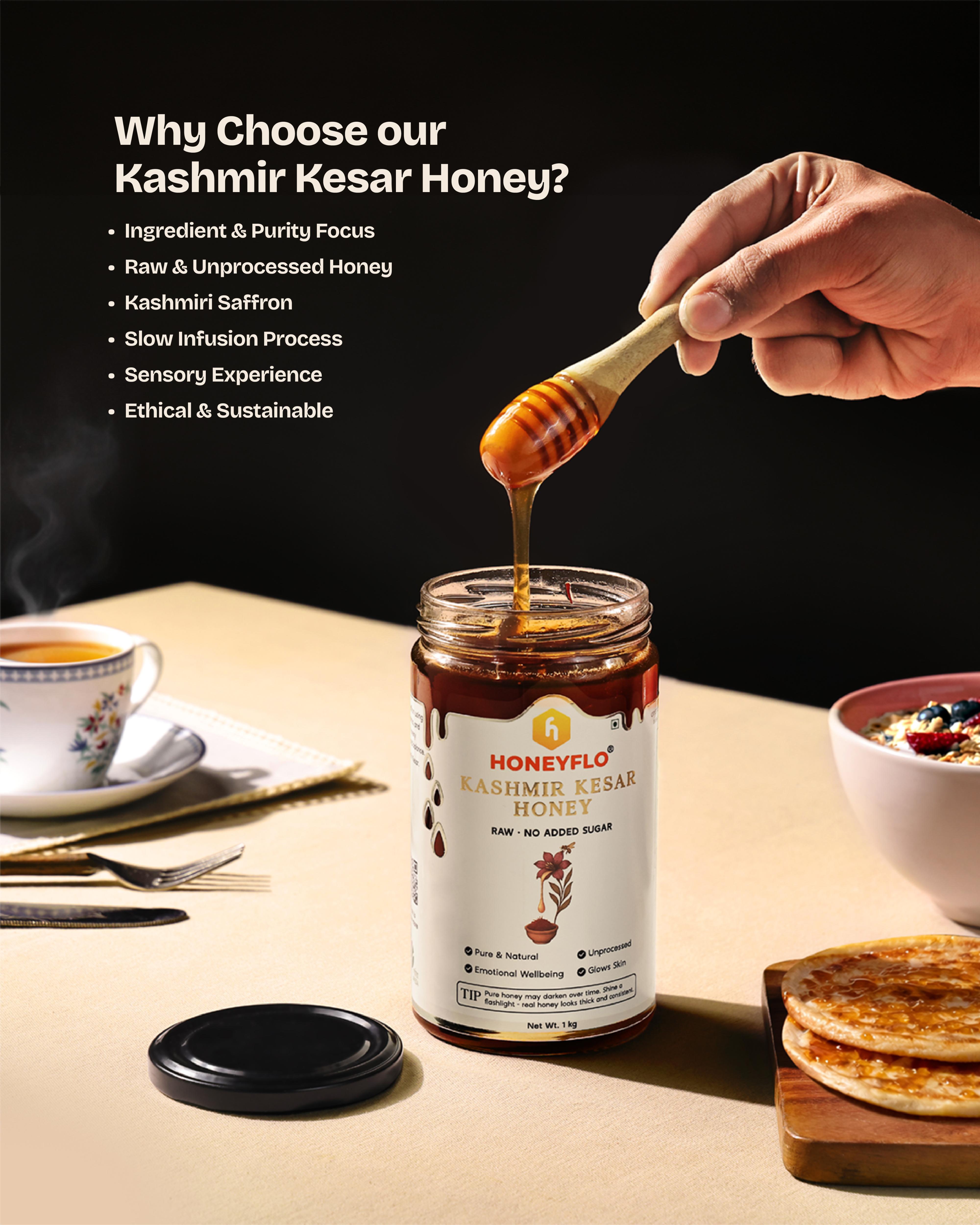 Kashmir Kesar Honey β Where Pure Honey Meets the Royalty of Saffron