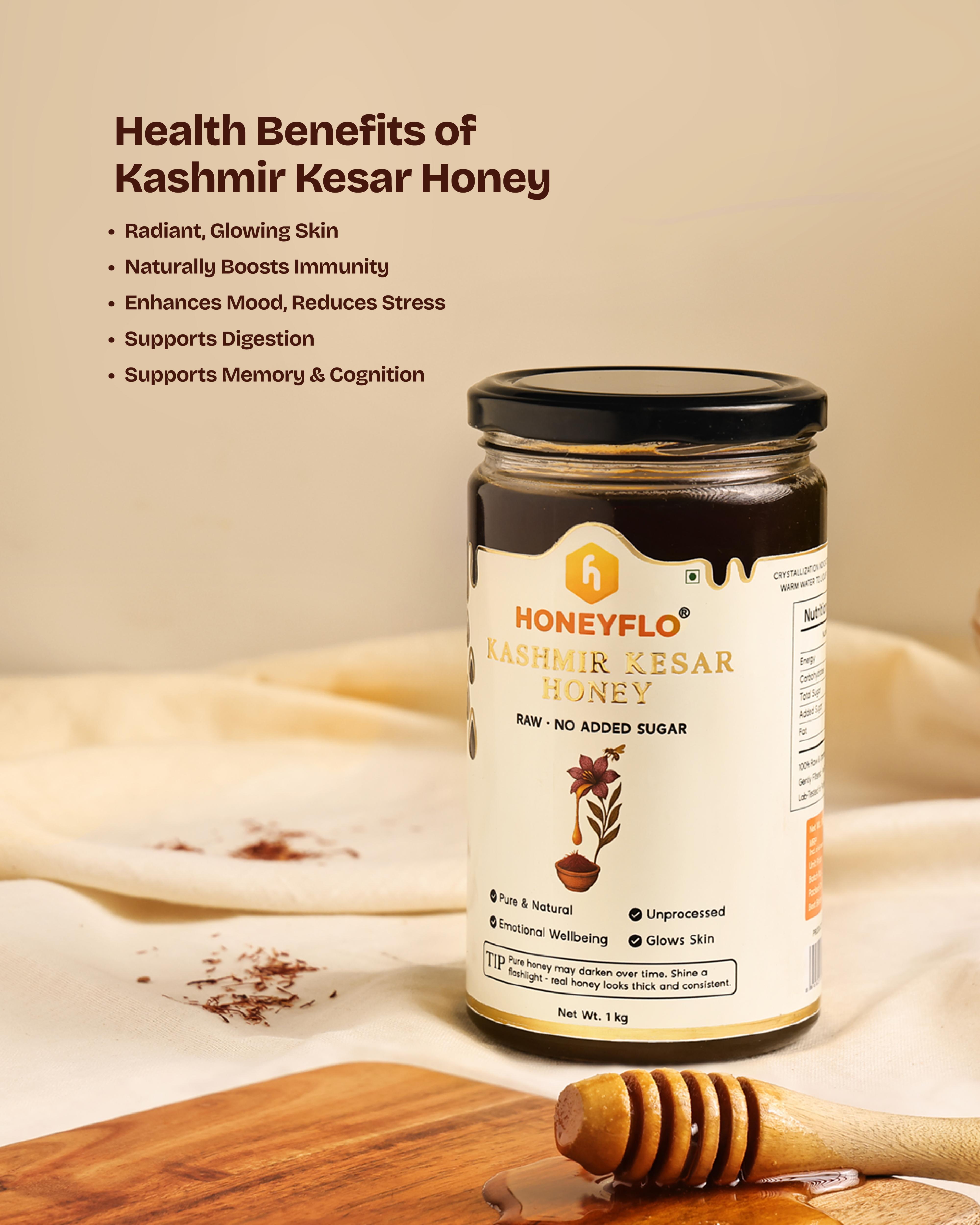 Kashmir Kesar Honey β Where Pure Honey Meets the Royalty of Saffron